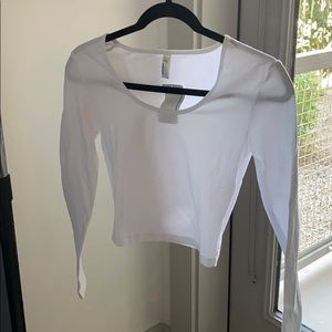 American Apparel White Long Sleeve Crop - M